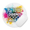 Mousepad redondo personalizado 20 cm a todo color siendo utilizado con un mouse blanco