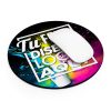Mousepad redondo personalizado 20 cm visto en ángulo con un mouse descansando sobre la superficie