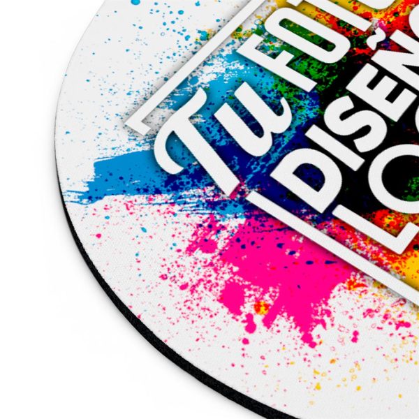 Calidad de Impresión Mousepad Redondo Personalizado 23 cm Acercamiento a la calidad de impresión y textura del mousepad redondo personalizado 23 cm