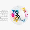 Mousepad Redondo Personalizado 23 cm Proporción mousepad redondo personalizado 23 cm junto a un teclado y mouse mostrando su proporción ideal