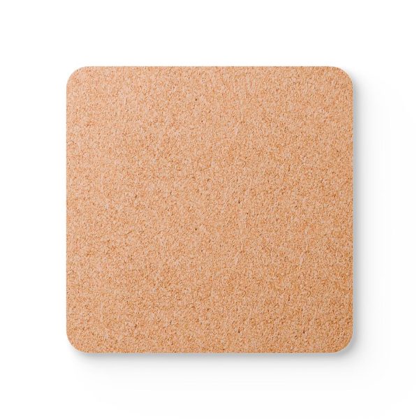 Vista trasera de la base de corcho natural de nuestros posavasos personalizados cuadrados MDF y corcho (9,5 x 9,5 cm)
