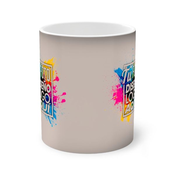 Taza Mágica Personalizada 11 oz 325 ml Efecto Transición Taza mágica personalizada 11 oz 325 ml mostrando el proceso de transición de color con calor
