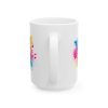 Taza Personalizada 15 oz - Detalle Asa ista diagonal de la taza personalizada 15 oz enfocada en el asa ergonómica.