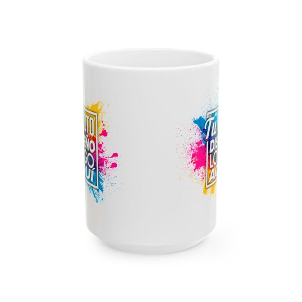 Taza Personalizada 15 oz - Diseño Frontal Taza personalizada 15 oz mostrando su diseño frontal a todo color.