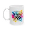 Taza personalizada 11 oz mostrando el diseño estampado en la vista lateral izquierda