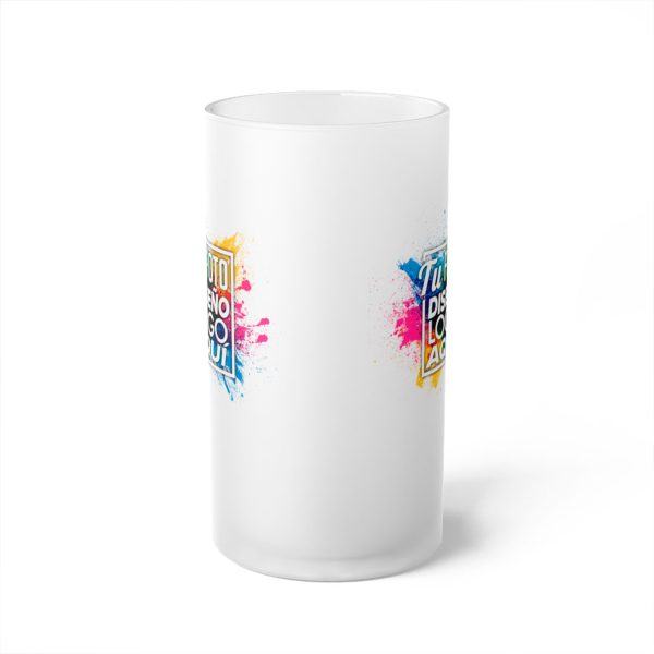 Vista frontal directa del diseño impreso en el vaso shopero personalizado 16 oz 470 ml
